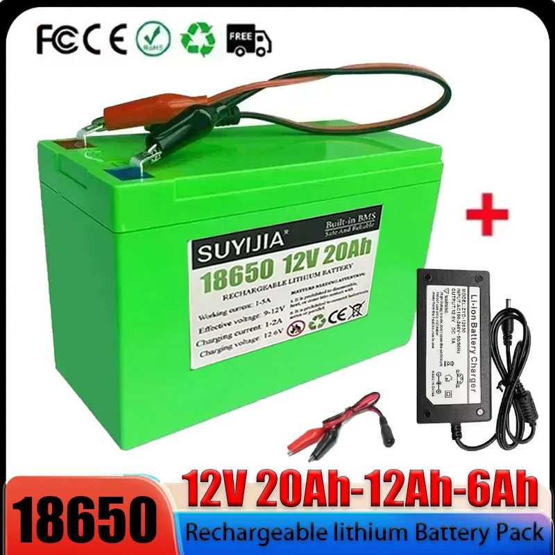 

18650 12V 20Ah Lithium Battery Pack with Built-in30A BMS Suitable for Solar Electric Vehicles Outdoor Camping Lighting Batteries