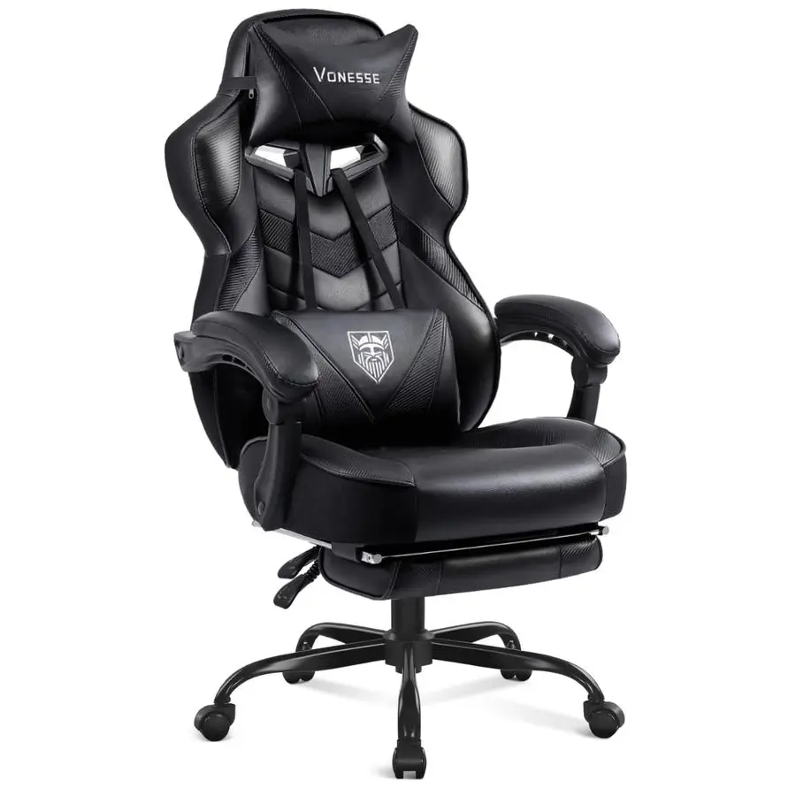 

Gaming Chair, High Back Office Chair with Footrest and Massage, Gaming Chairs for Adults with Pocket Spring Cushion, Big and Tal