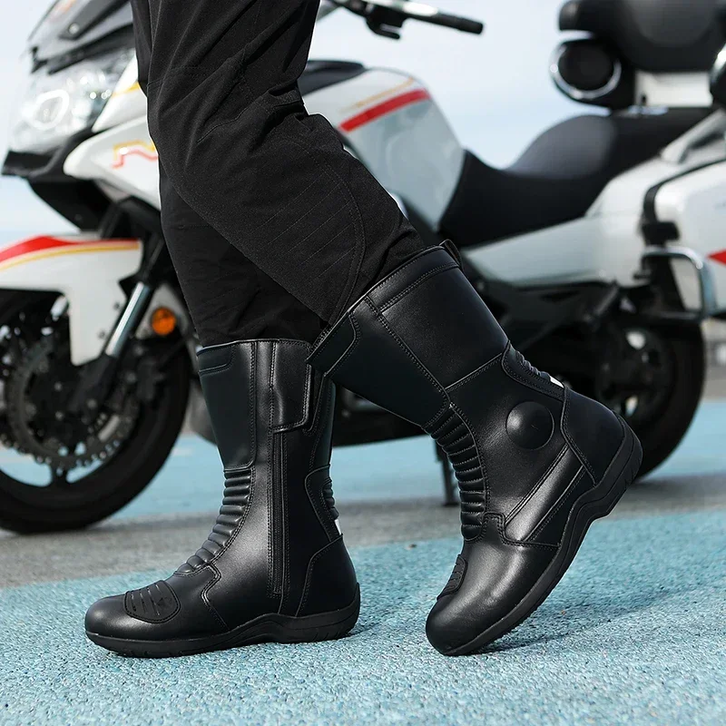 Waterproof Tall Motorcycle Touring Boot Motorcycle Boots Men Classic Motocross Boots with Reinforced Heel Toe Counter Botas Moto