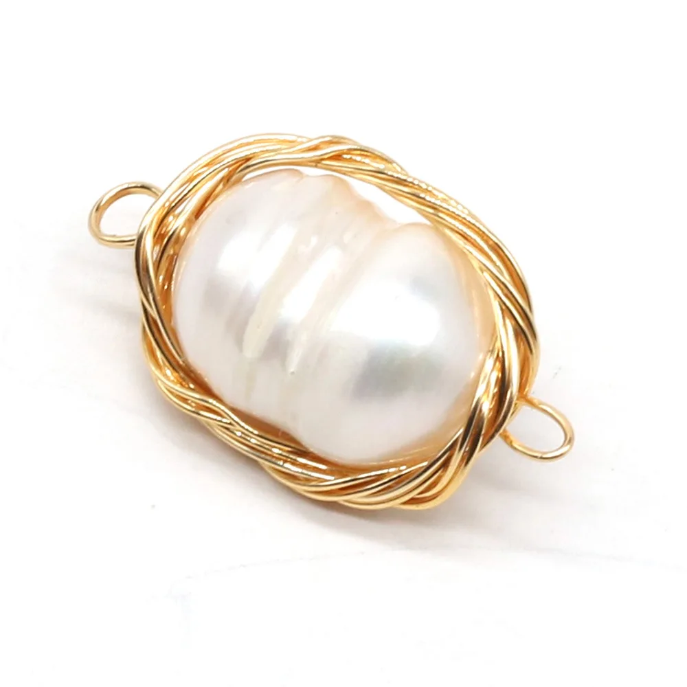 ZHEN-D Jewelry Natural Freshwater Pearls Winding Copper Wire Three Style Irregular Connector Beads DIY Handmade Accessories