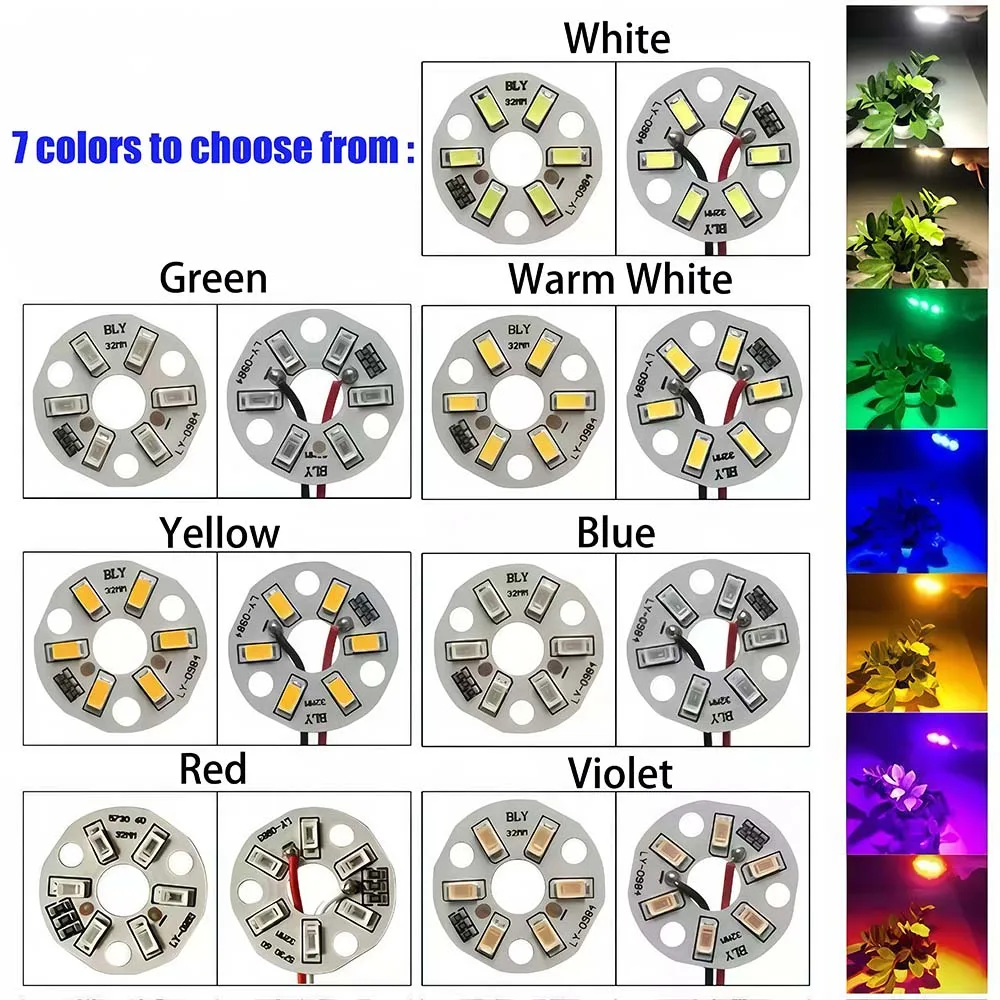5V 3W LED Light Board SMD5730 Round Bulb Lamp Source Dia 31mm Red/Green/Blue/Yellow/Warm/White  Source Tinned 15cm Cable