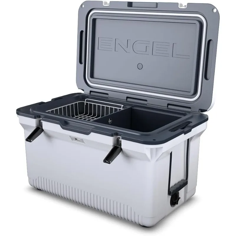 

60 QT Ultra-Light Injection Molded Cooler - Ice Chest Keeps Ice up to 7 Days - Large Cooler Includes Wire Basket, Divider