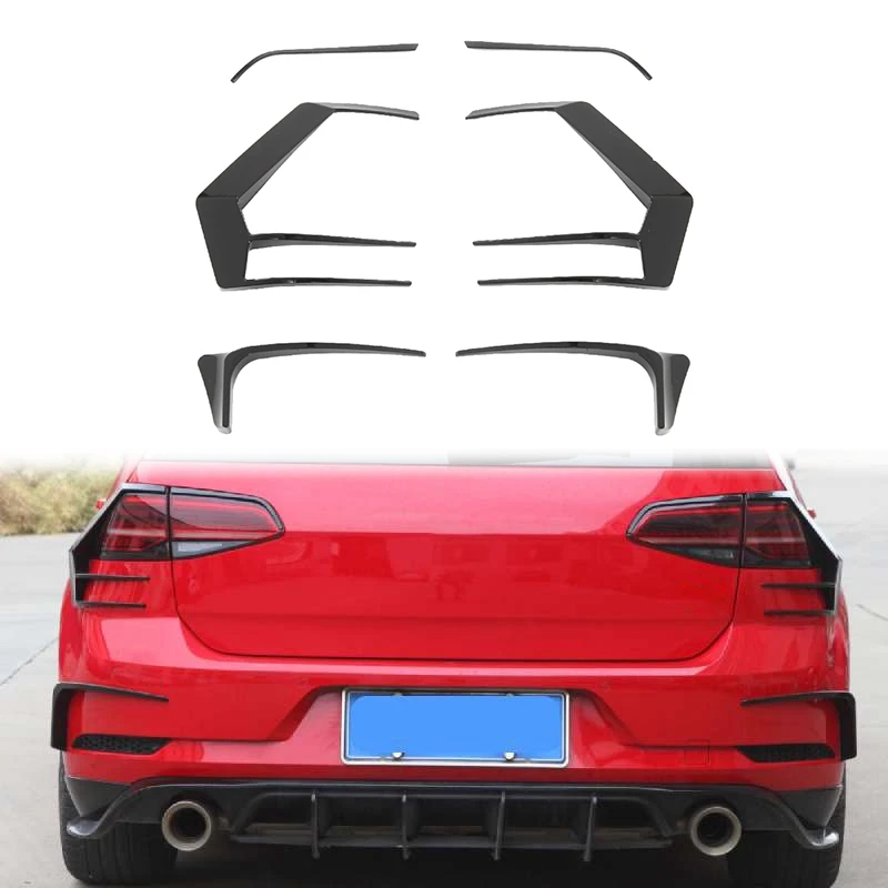 2PCS For Golf 7.5 MK7.5 Rline R400 2017-2019 Rear Bumper Splitter Canard Rear Spoiler Fog Lamp Trim Car Styling