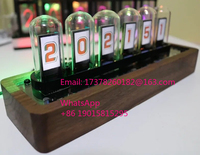 IPS Nixie Tube RGB Digital Led Glow Tube Clock Wood Luxury Creative Electronic Desktop Clocks Vacuum-tube Watches Ornaments Gift
