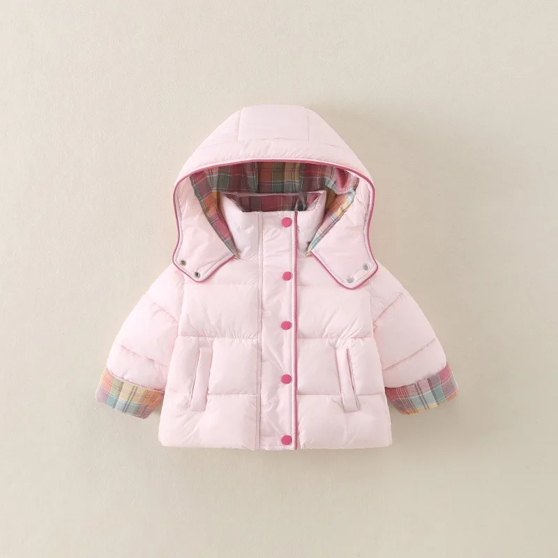 2026 Winter Hot selling Macaron Color Splicing Checkered Hoodie with Cute and Thickened Design Jacket