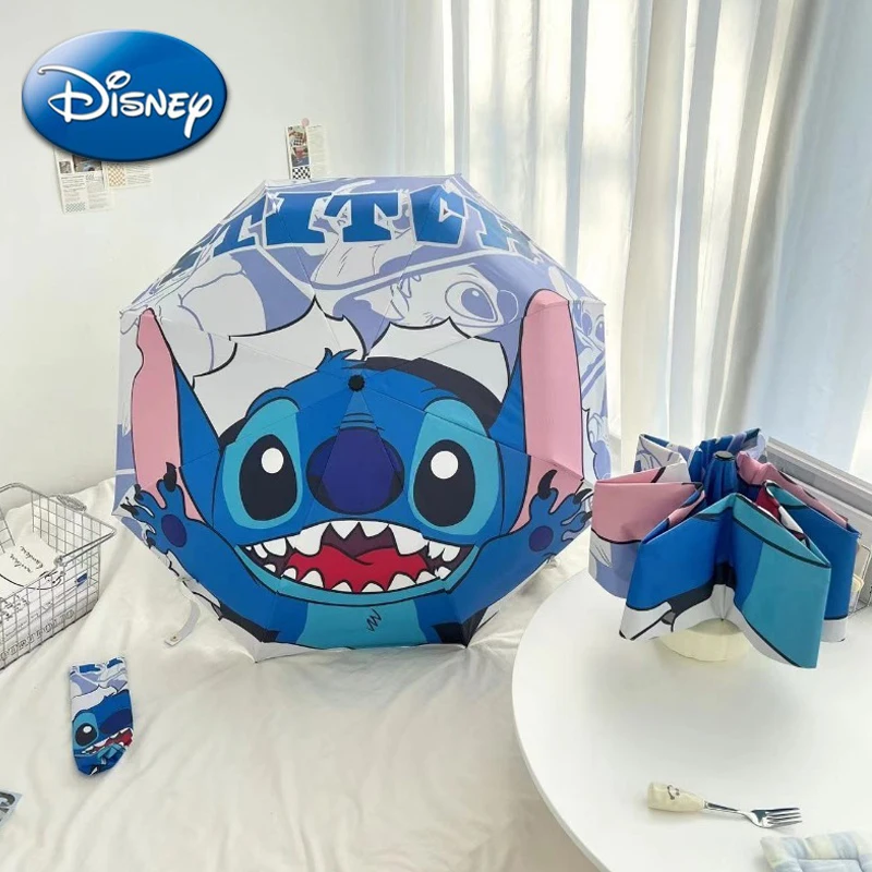 Disney Stitch Automatic Umbrella Manual Umbrella Cartoon Folding Sunscreen Sunny Day Rainy Day Sun Umbrella with UV Protection