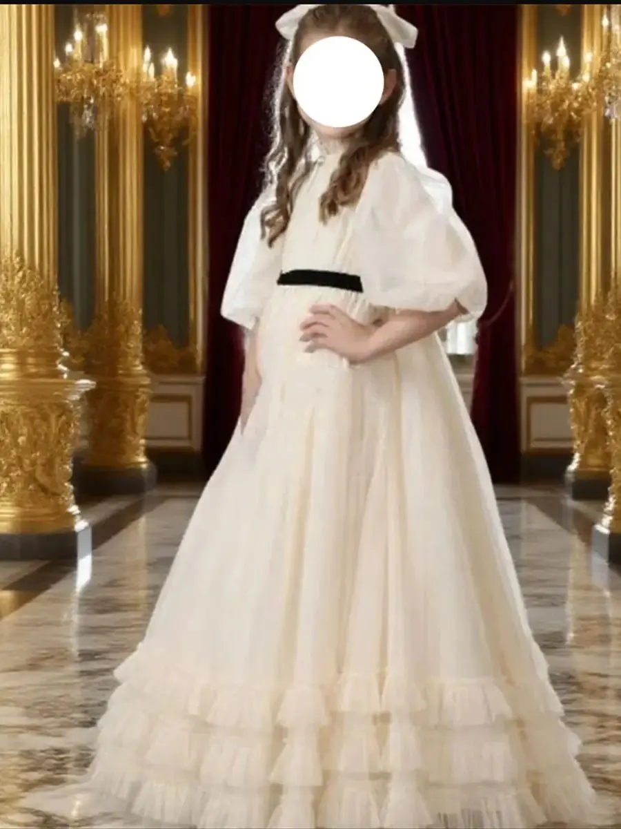 Robe de demoiselle d'honneur en Tulle blanc ivoire, pour mariage, perles, dentelle, prix, spectacle, anniversaire, robes bouffantes pour filles