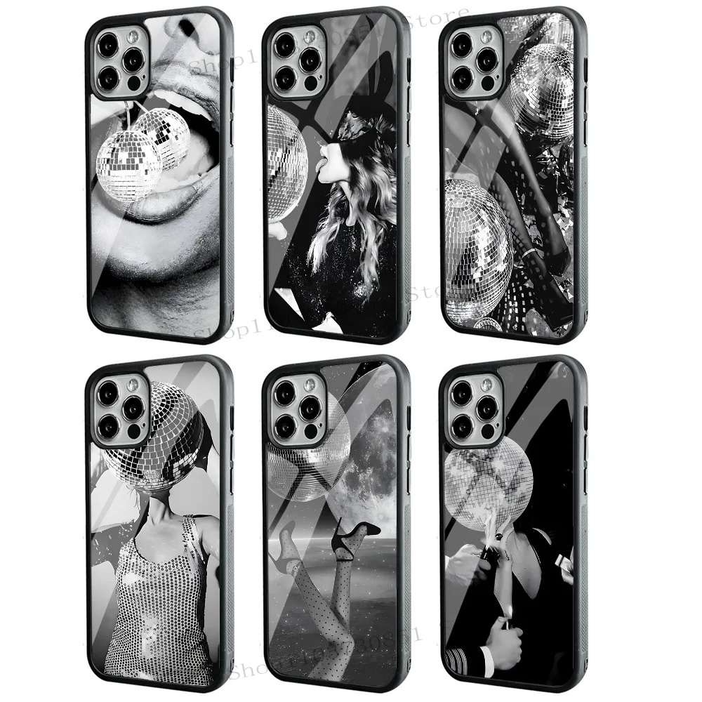 Disco Black And White Disco Ball Phone Case Mobile Phone Cases For IPhone 15 14 13 Pro Max 11 12 Mini Alex Mirror TPU Shell