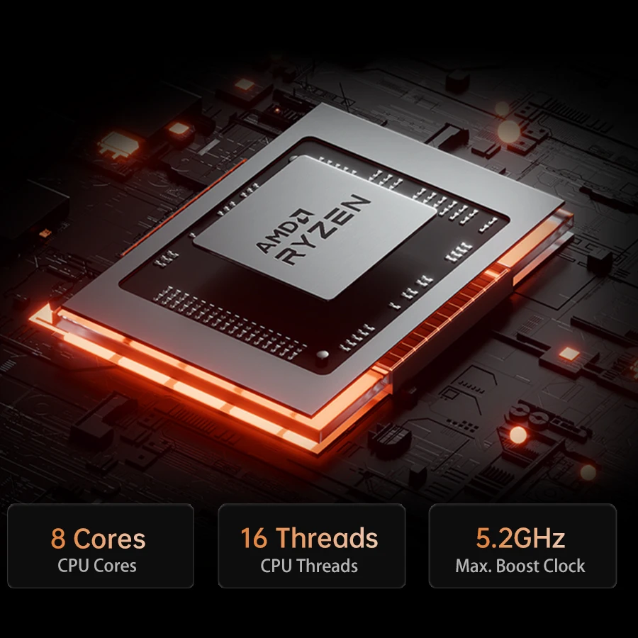 MINISFORUM UM880PRO (AMD Ryzen 7 PRO 8845HS، ذاكرة الوصول العشوائي 32 جيجابايت، SSD 1000 جيجابايت، AMD Radeon 780M، Windows 11 Home)