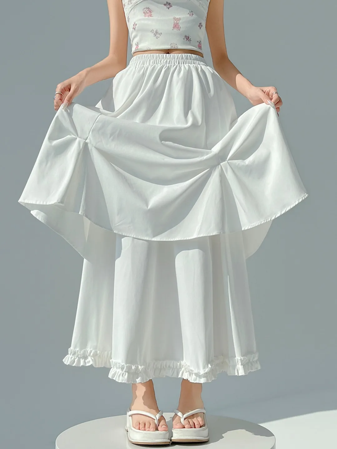 

Летняя женская плиссированная юбка миди А-силуэта с высокой талией, из мягкой ткани, в корейском стиле, для города и повседневной носки