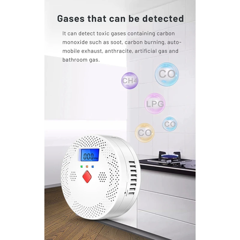 1 Piece Tuya Wifi Carbon Monoxide Detector With LCD Display White ABS CO Gas Sensor Home Security Protection Smart Life