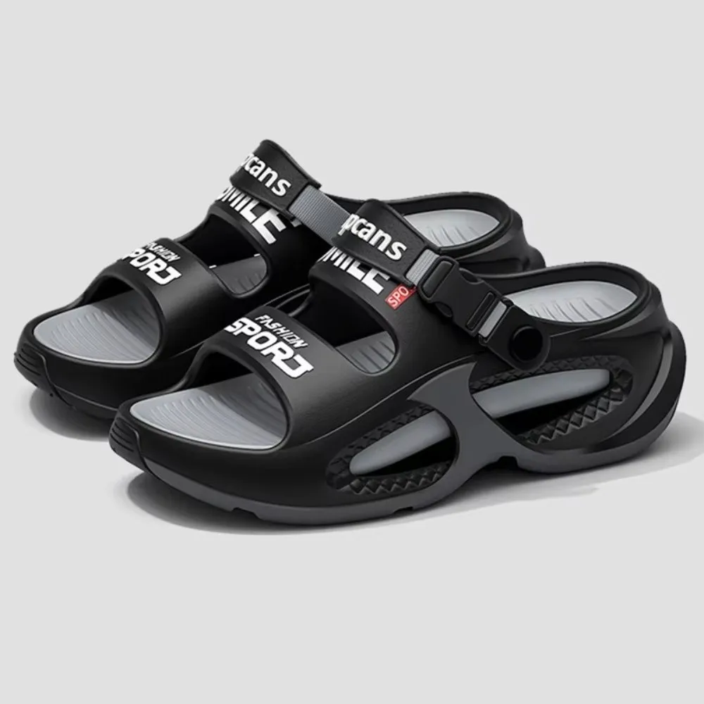 Plateau-Sandalen mit dicker Sohle, erhöhtes Design für Paare, rutschfeste Strand-Slipper, dicke Sohle für den Außenbereich, Herren-Sandalen für Männer – Detail 7