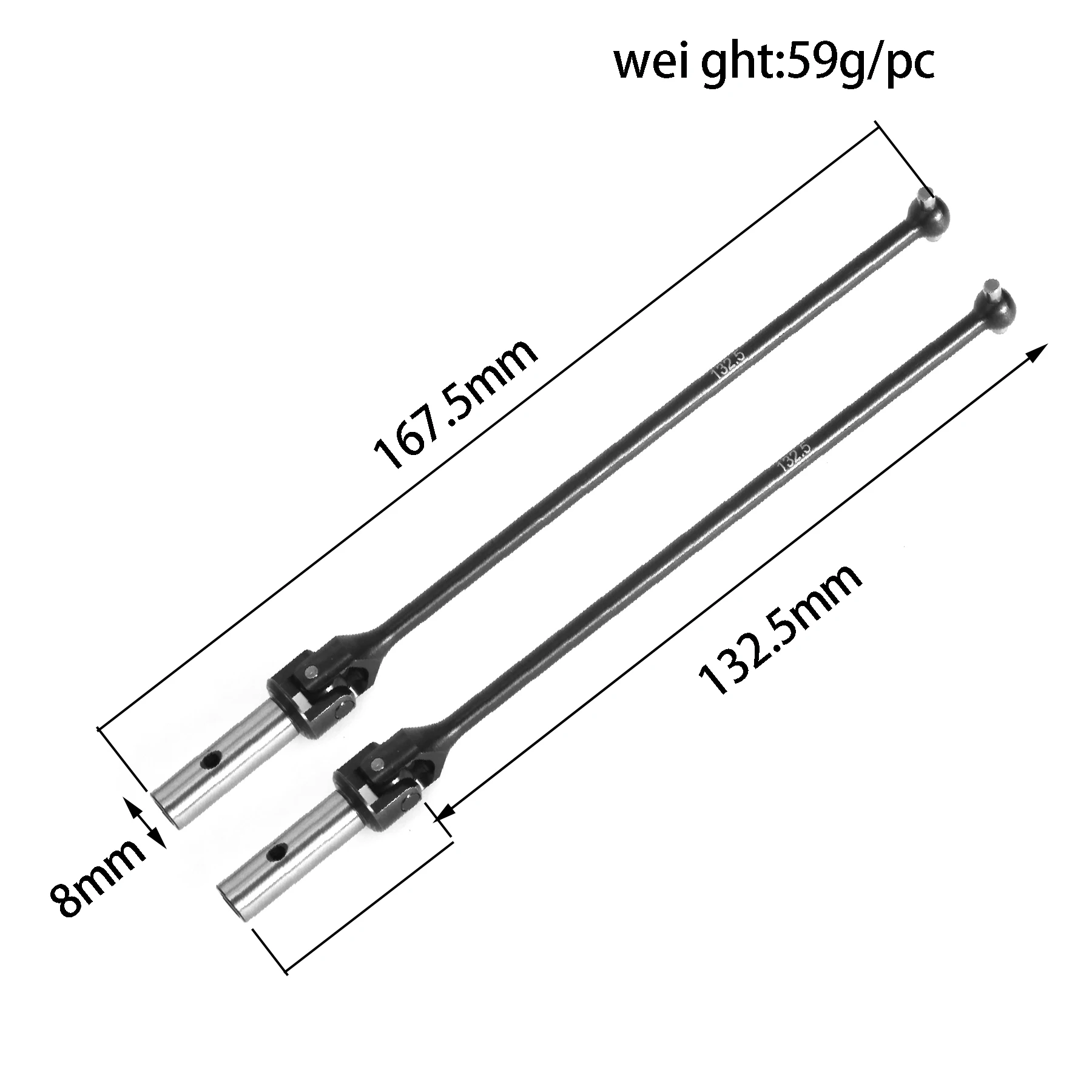 Aço CVD Driveshaft Drive Shaft, Peças de atualização, Acessórios do carro, IS213 para Kyosho MP10T 1/10 RC, 132.5mm, 2Pcs