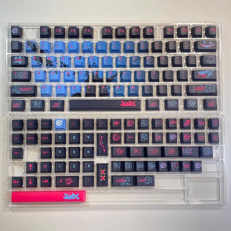 1 Set JINX Keycap Cherry Graffiti LOL Game Character Mechanical Keyboard PBT Five-Sided Thermal Sublimation Diy jinx Key Caps - Image 5