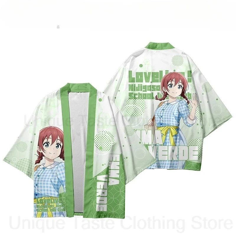 الصيف ثوب الكيمونو الياباني أنيمي يوكاتا Harajuku النساء الرجال قصيرة الأكمام كيمونو قميص