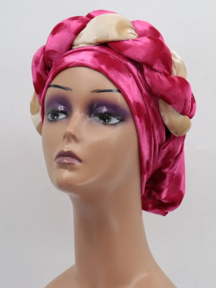 

Glitter Full Body Pleated Turban Cap for Women 2025 Lady Head Wraps Muslim Headscarf Hat Turbante Mujer African Headpiece