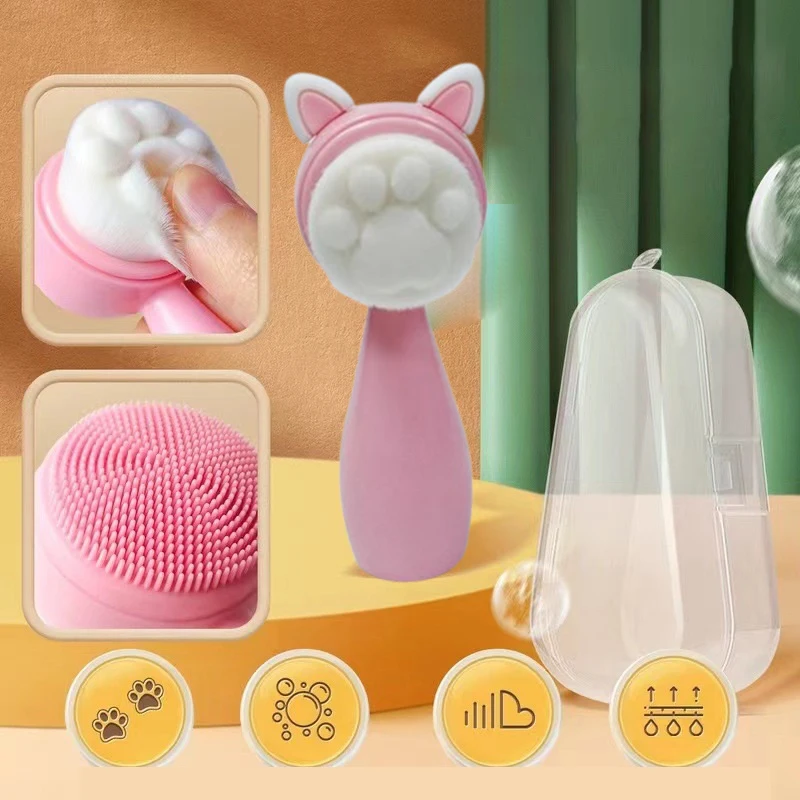 3D Double  Sided Silicone Facial Cleansing Brush Manual Massage Facial Brush Soft Bristles Exfoliator Facial Care Tools