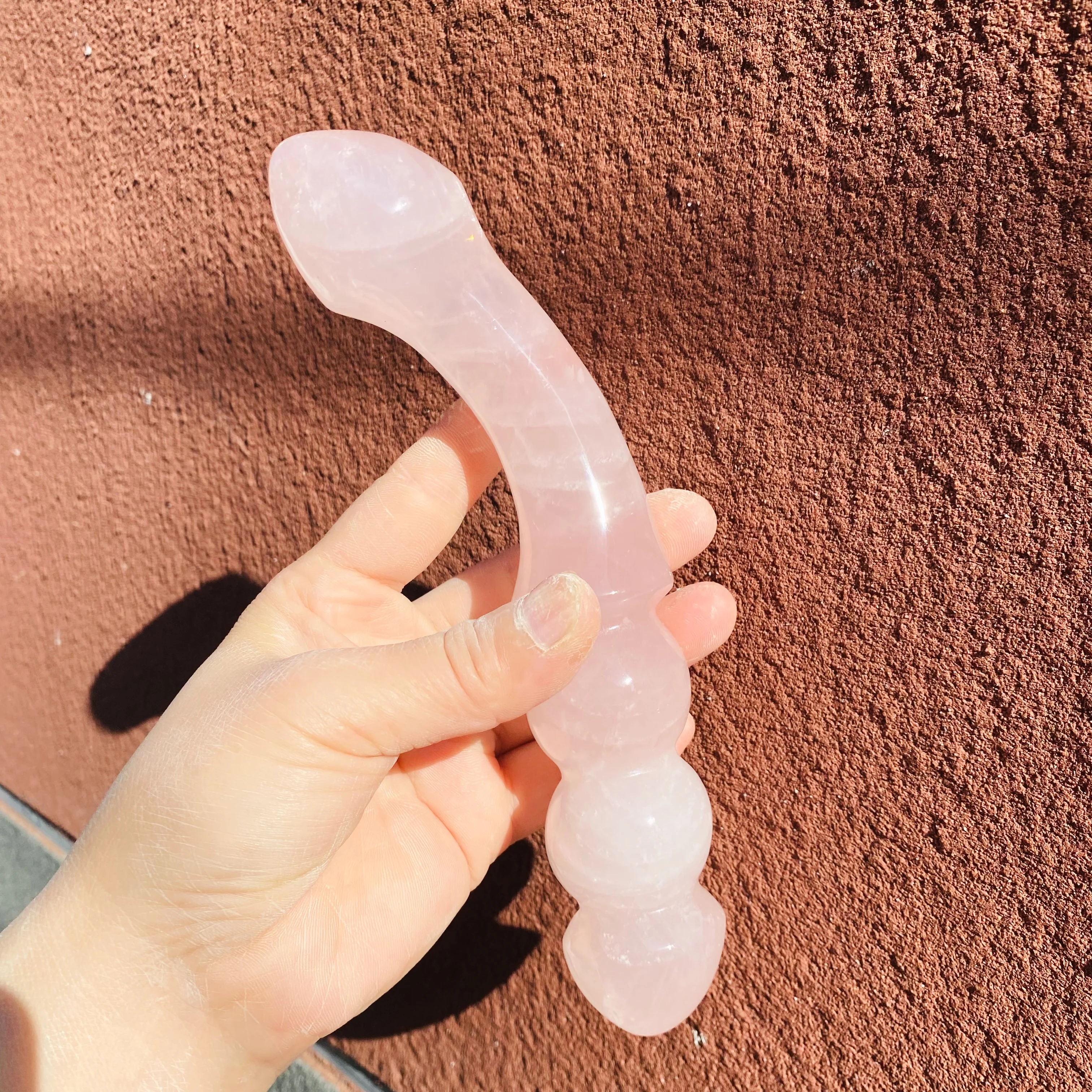 

19cm Natural Ice Pink Crystal Wand Massage Stick Healing Crystals Gemstone Yoni Wand Kegel Exercise Tool Body Healing Massager