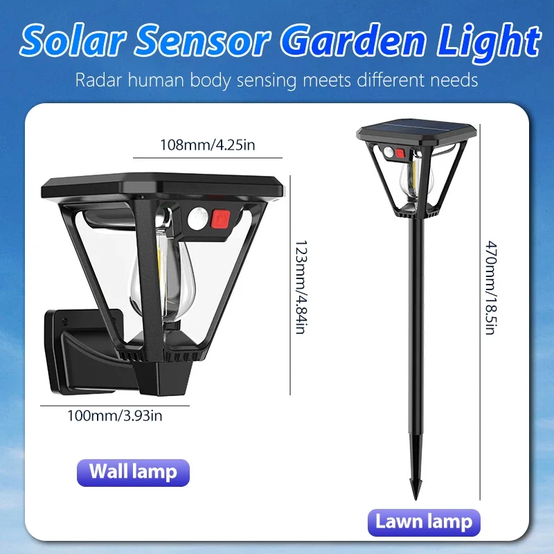 Imagem -06 - Impermeável Led Solar Light com Sensor de Movimento Outdoor Street Light Lâmpada de Parede Lâmpada Retro Jardim e Lawn Decoração Pathway