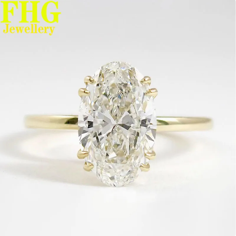 3 5 6 8 9 10 Carat Au585 14K Yellow Gold Ring Oval shape moissanite Diamonds Women Wedding Party Engagement Ring Classic Trendy