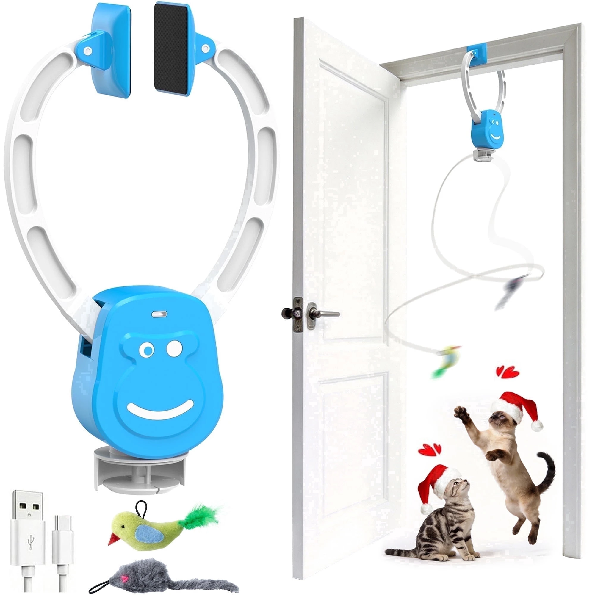 

Интерактивные игрушки для кошек, живущих в помещении: автоматическая электрическая летающая птичка с перьями и мышкой, подвесные электрические игрушки для котят. ﻿