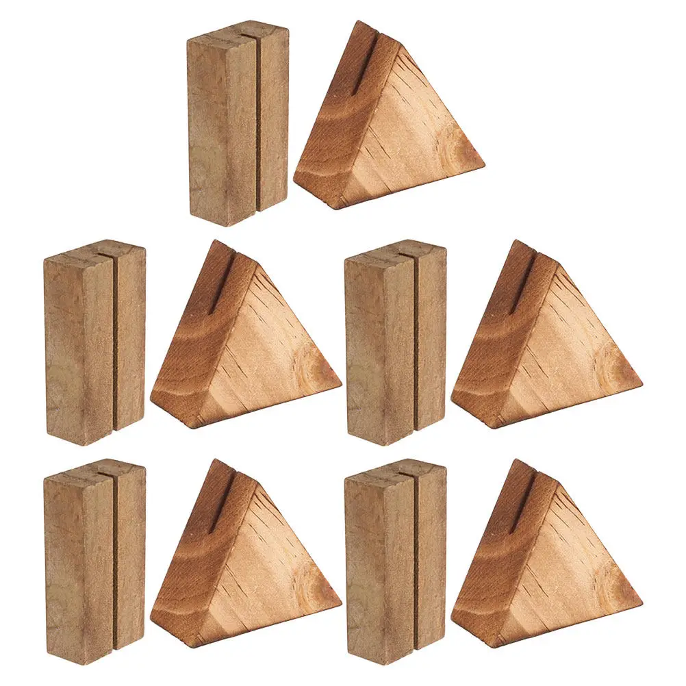 10Pcs Wooden Card Display Holder Triangle Rectangle Multipurpose Business Card Holder Photo Stand for Desk Office