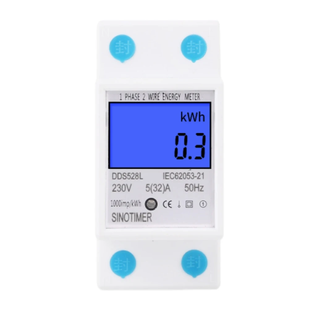 

DDS528L Energy Meter LCD Digital Display Power kWh Consumption Meter Multifunction 1 Phase 2 Wire Energy Meter with Backlight