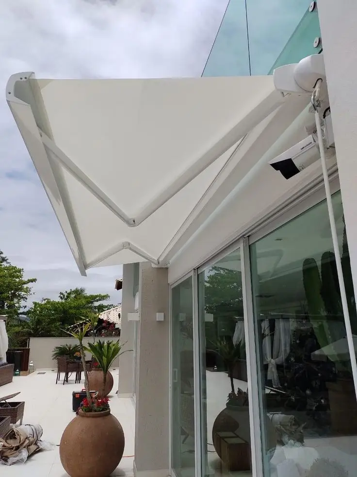 Awning Aluminum Folding Arms Retractable Full Cassette Awnings with LED Light for Patio Balcony Terrace Outdoor