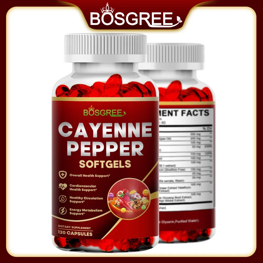 Cayenne Pepper Capsules-Supports Cardiovascular Health, Improves Digestion & Blood Circulation,Vitamins D3 K2 Herbal Supplement