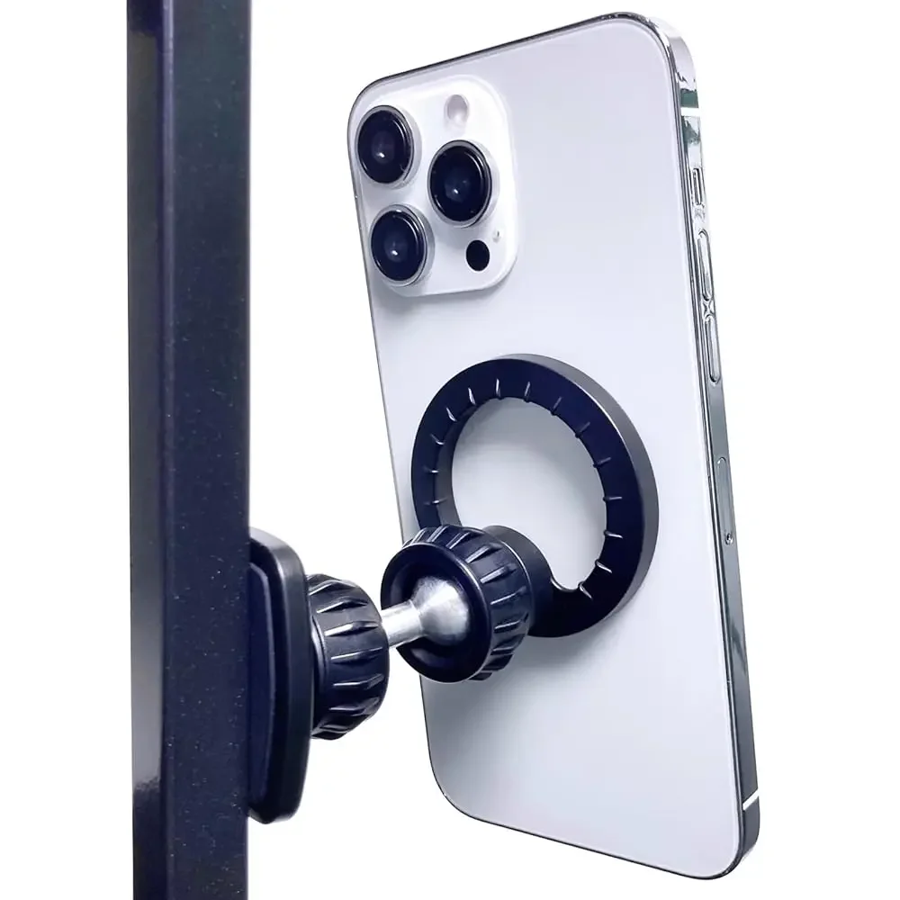 

Gym Magnetic Phone Holder Mount for MagSafe, [Upgraded Metal & 360° Adjustable] Dual Magnetic Phone Holder for Gym Workout Co