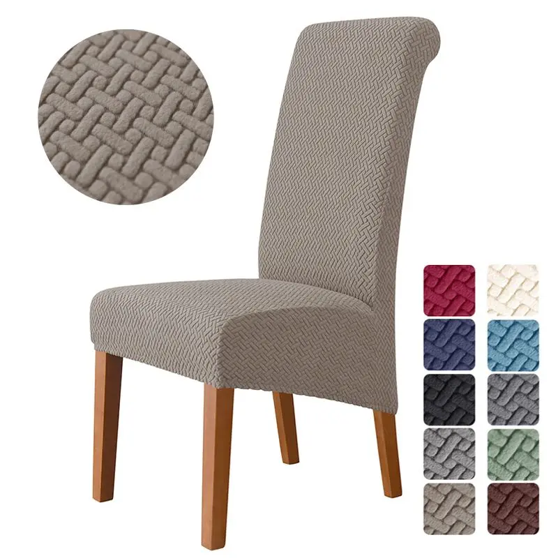 Jacquard Chair Cover Stretch XL Size Long Back Dining Chair Covers Anti-dirty Seat Slipcovers for Wedding Dining Room Kitchen