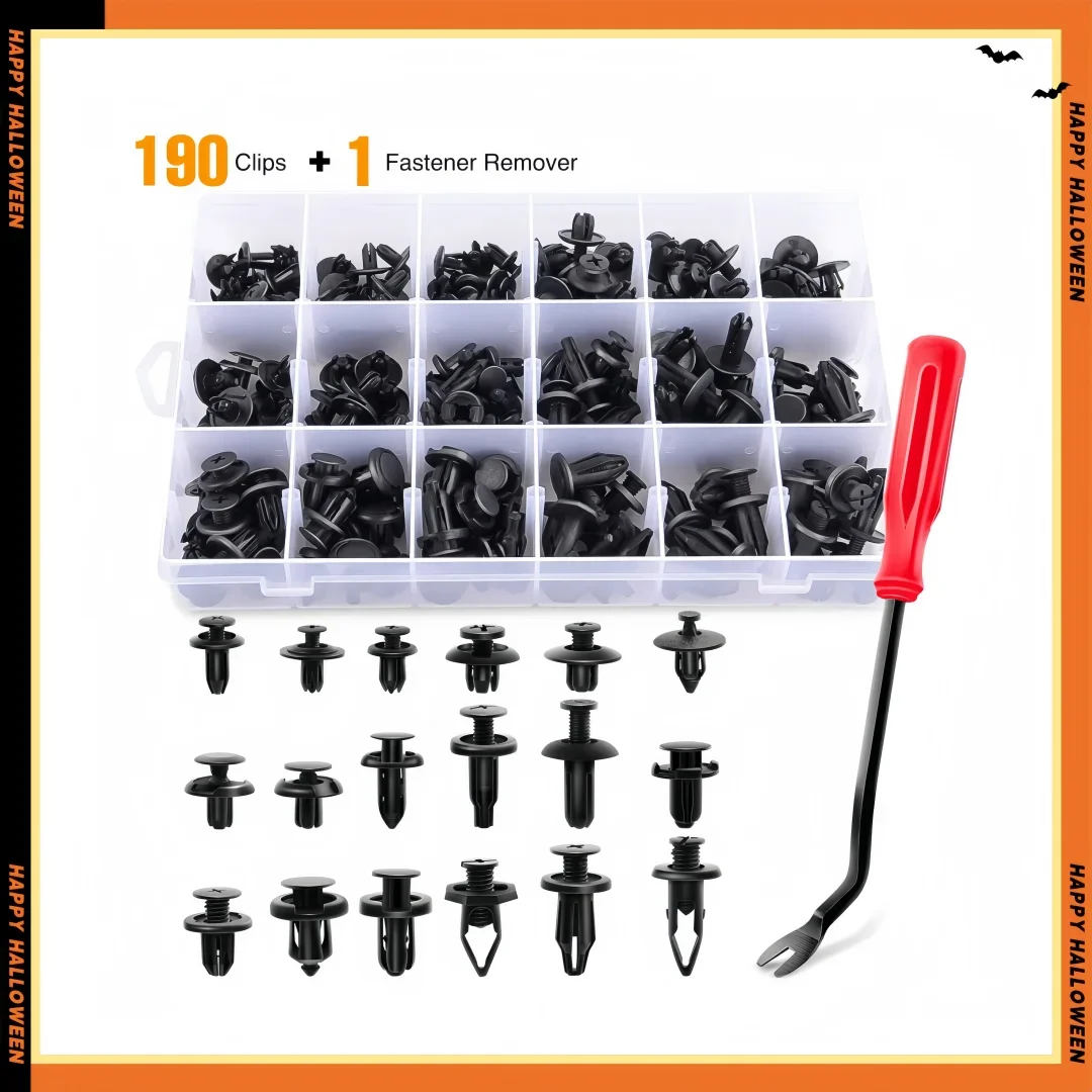 

Universal Auto Retainer Clips Set - 190 Pcs Car Push Fasteners for Toyota Honda Nissan Mazda Door Trim Panel Removal Tool