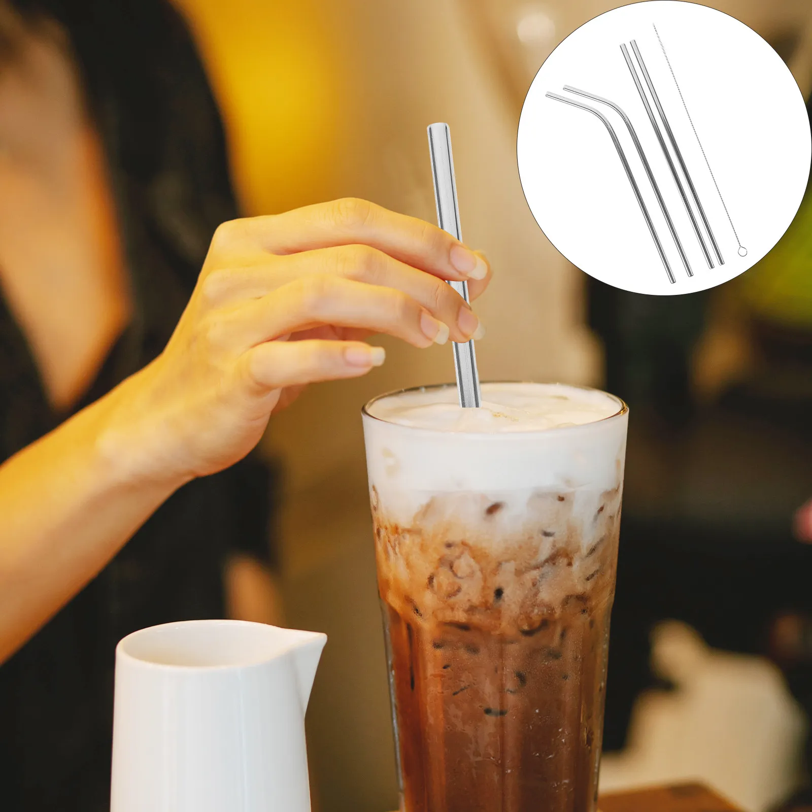 Stainless Steel Reusable Drinking Straws Set – 10-Piece Bright Lightweight Multipurpose Straws for Parties & Daily Use