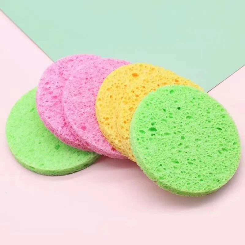 Compressed Round Wood Pulp Sponge Puff 10Pcs/Pack Expands When Wet Facial Makeup Remover Dish Washing Cleaning Sponge