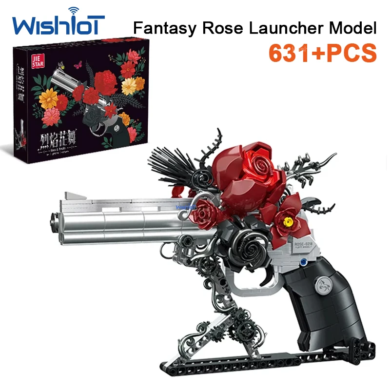 JJ9218 Fantasy Rose Revolver 631pcs MOC Army Firearms Weapons Set For Children Kids Toys Boys Birthday Gifts Decoration Kit