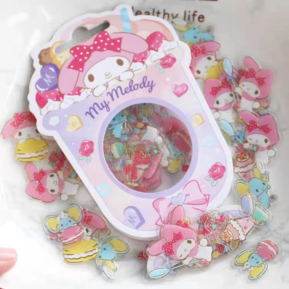 Genuine Sanrio Hello Kitty Toys Stickers Cartoon Melody Cinnamoroll Scrapbook Bicycle Helmet Skateboard Decor Decals Girls Gifts