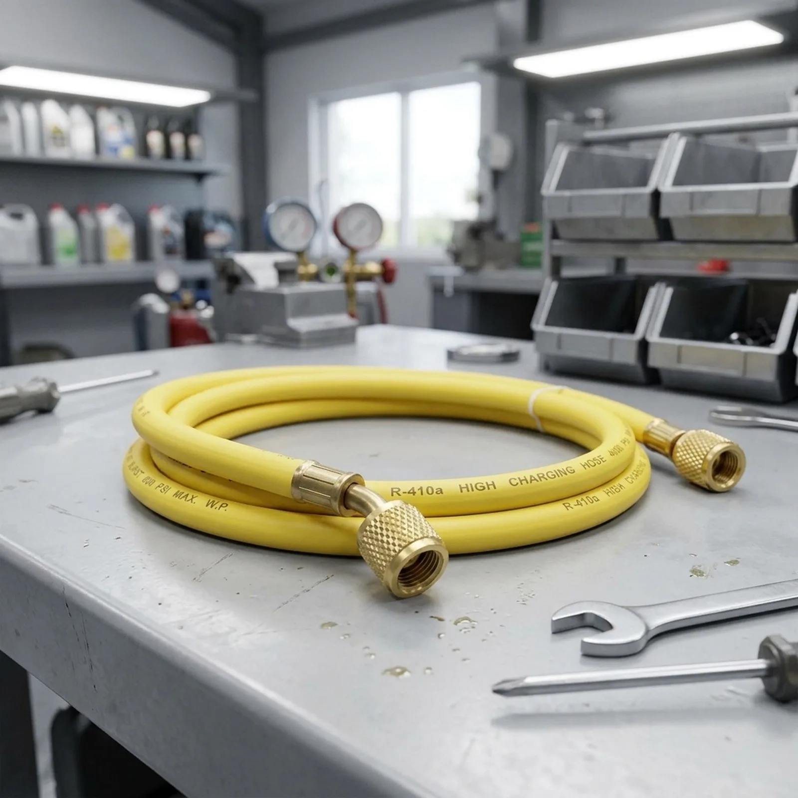 800 PSI Working Pressure 800Psi Tube 1.5M Length Wear-resistant Yellow Brass Connectors Charging Hose Flexible