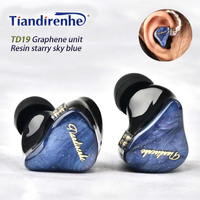Tiandirenhe TD19 beryllium diaphragm unit resin starry sky blue HIFI Bass Earphone 0.78mm In Ear Single-acting coil Music Earbud