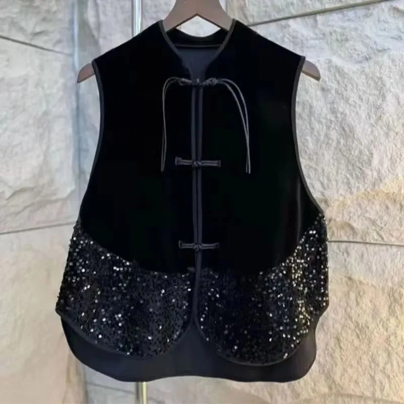 Gilet patchwork retrò femminile nuovo top primavera autunno donna gilet di fascia alta cappotto giacca senza maniche in velluto casual moda donna