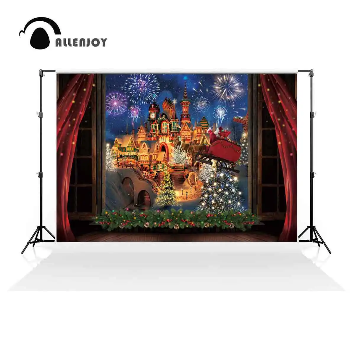 Allenjoy Christmas Castle Santa Claus Backdrop