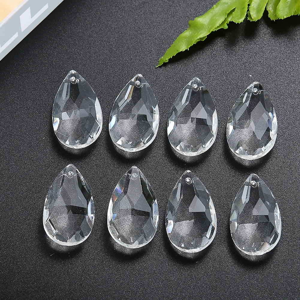 6PCS 28mm Chandelier Crystals Teardrop Prisms Clear Faceted Pendant Rainbow Refractive Effect Crystal Beads for Jewelry Making