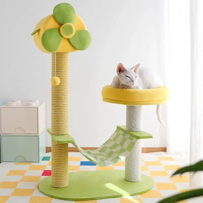 Cat climbing frame, cat scratching board, cat nest integrated pet ice pad, small in summer, does not occupy an area