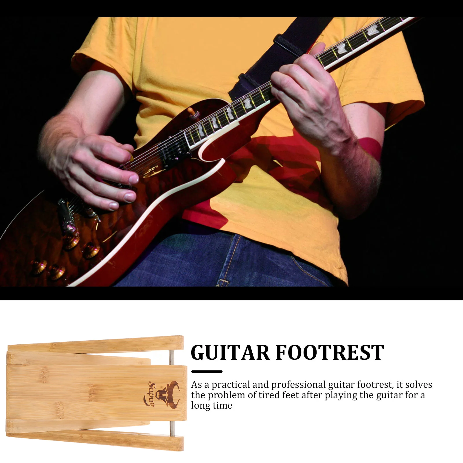 Adjustable Guitar Footrest Stool Classical Height Footstool Stools for Adults Wood