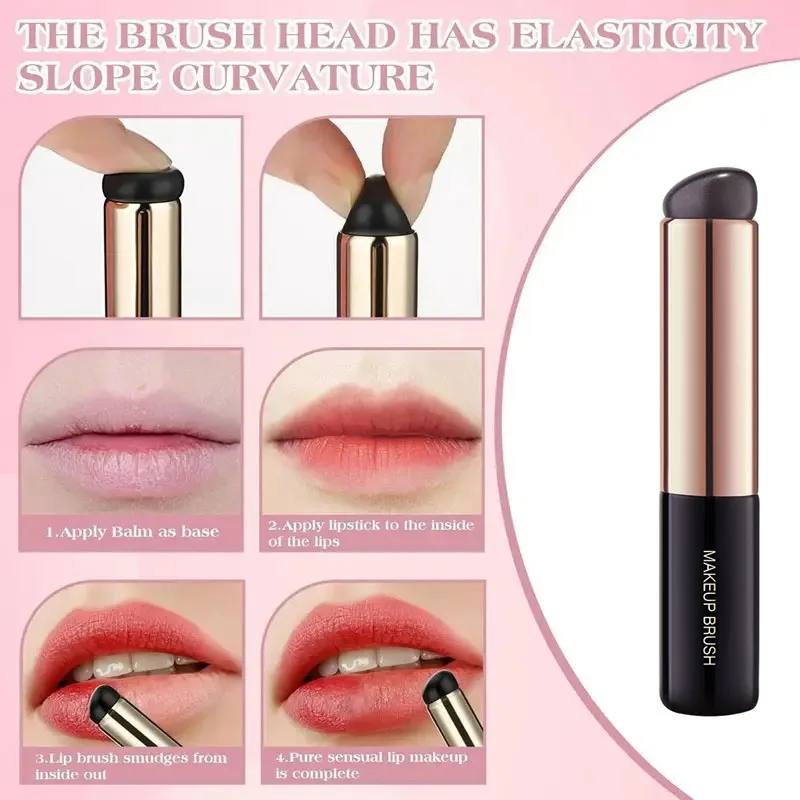 Silikonowy pędzelek do ust z osłonką, okrągła główka, pędzle do makijażu ust i korektora, wielokrotnego użytku, miękki aplikator do szminki i balsamu do ust.