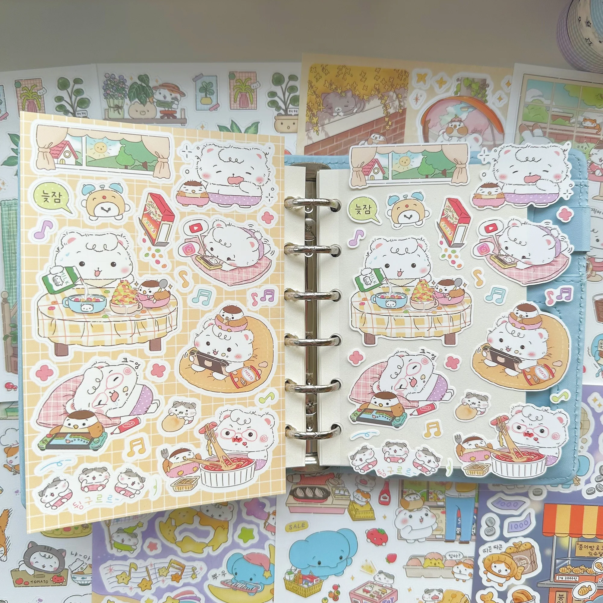 1/8PCS Korean Kawaii Fluffy Hamster Stickers Cute Cartoon Animal Stickers Hand Account Diary Scrapbook DIY Decorative Stickers view 3