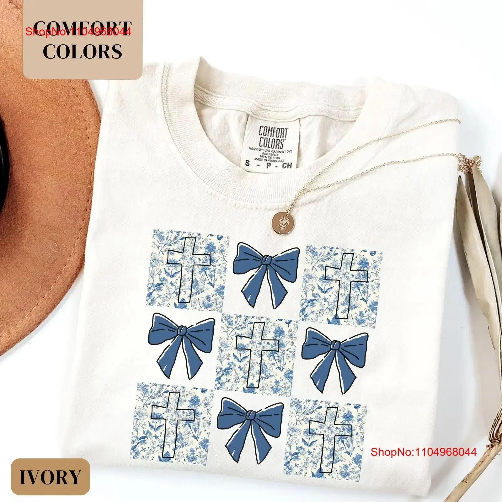 

Coquette Christian T Shirt Blue Toile Bow Bible Verse Trendy Apparel for Mom Religious Church vintage Washed Breathable