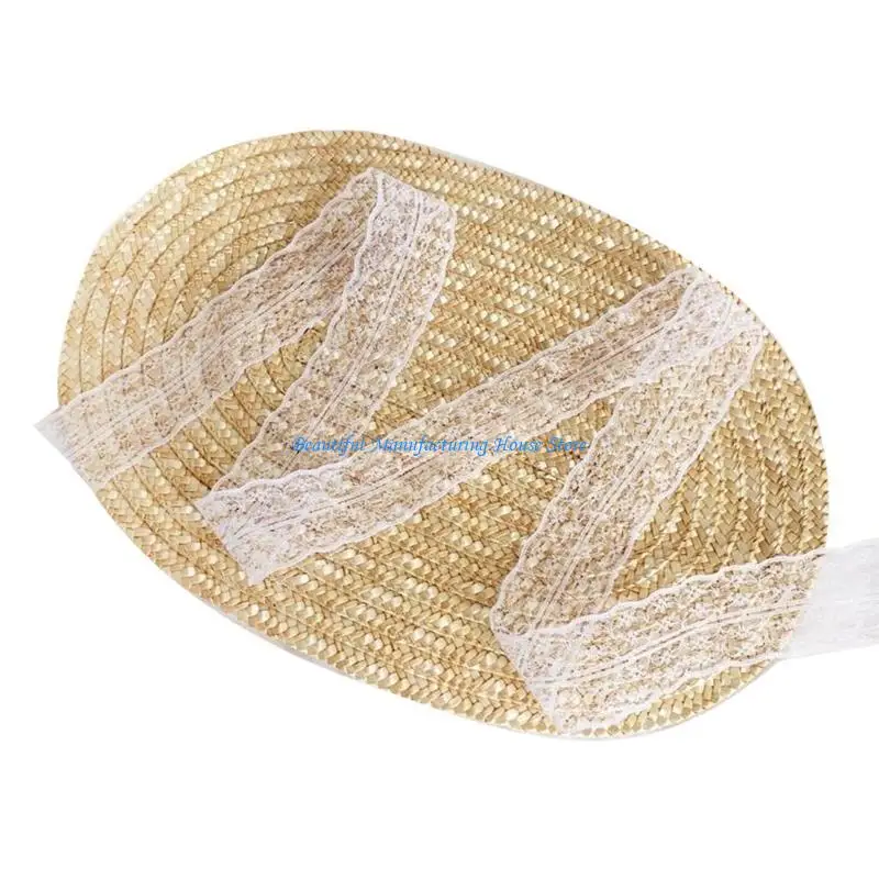 

E56A Flower Decor Women Bonnet Hat Tea Party Flat Hat Outdoor Beach Summer Cap