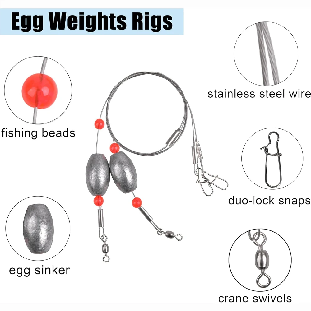 2 Stücke Angeln Ei Sinker Gewicht Stahldraht Vorfach Unten Angeln Rigs Flunder Bereit Rigs für Grouper Forelle Redfish Surf Angeln