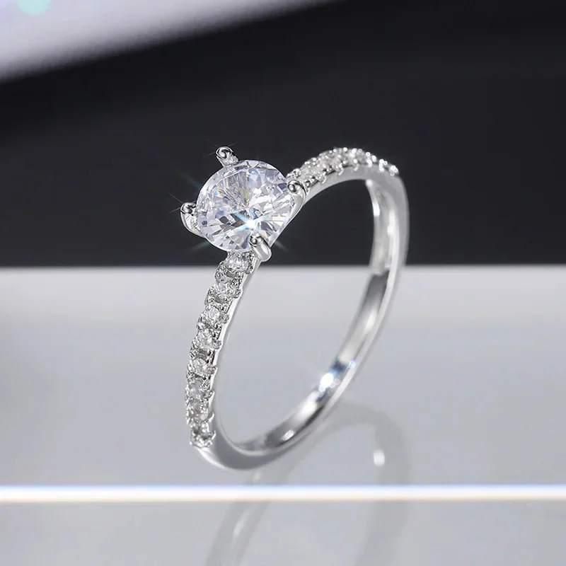 CC Rings For Women Silver Color AAAAA White Round Cubic Zircon Stone Fashion Jewelry Party Wedding Engagement Accessories CC1685