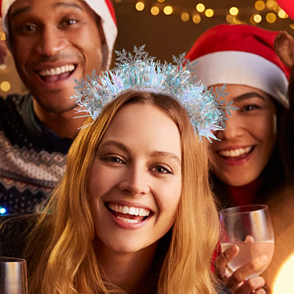 

3Pcs Women Snowflakes Headband Glitter Christmas Party Headband Decorative Hair Accessory Xmas Hairband Comfortable Wearable